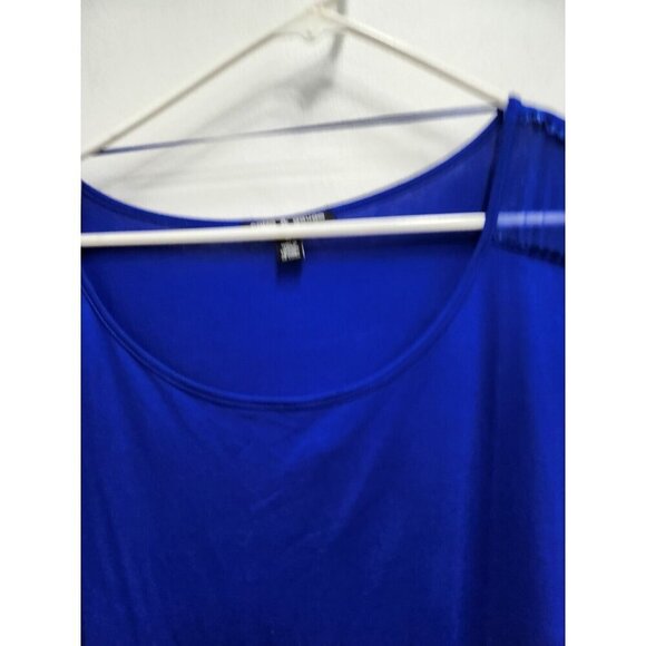 Cable & Gauge Womens Blue Mesh Shoulder Top Size 2X Short Dolman Sleeve Boxy - Picture 2 of 9
